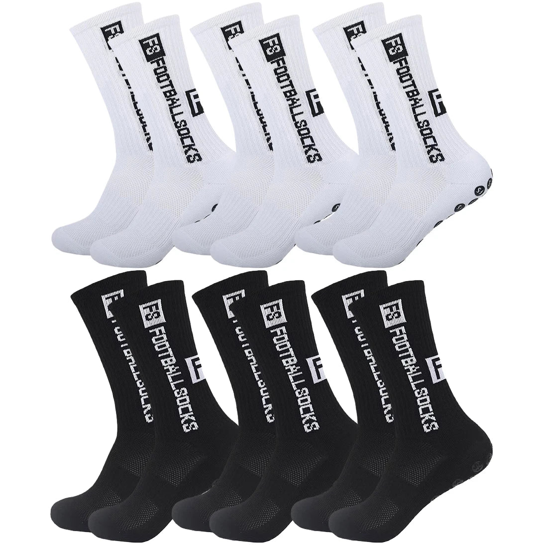 Pack de Calcetines Técnicos Antideslizantes para Fútbol y Deporte (3 o 6 Pares)