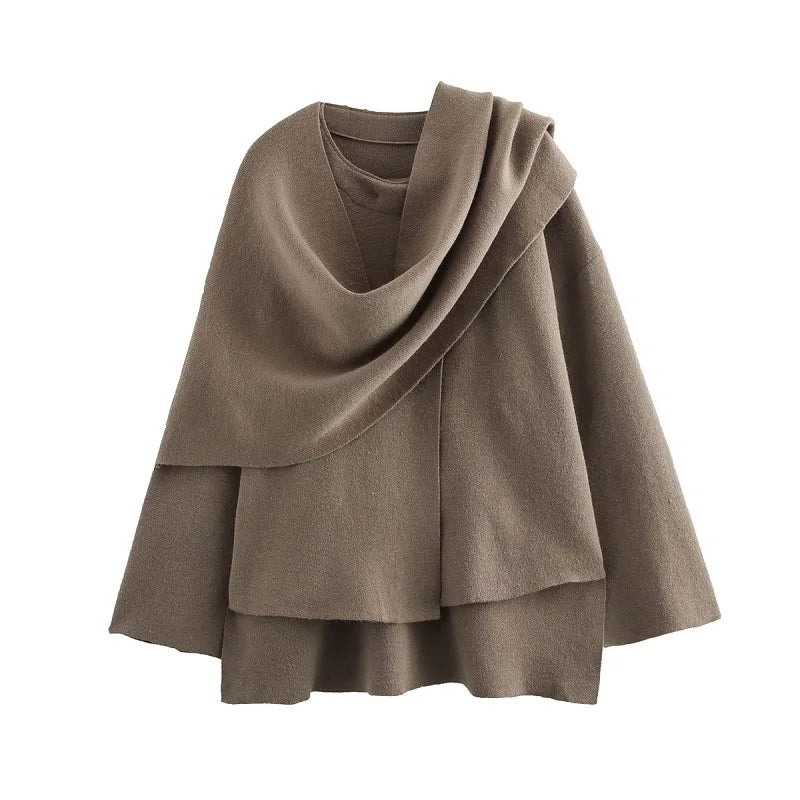 Chaqueta Capa de Paño con Bufanda Integrada | Estilo Elegante Otoño-Invierno