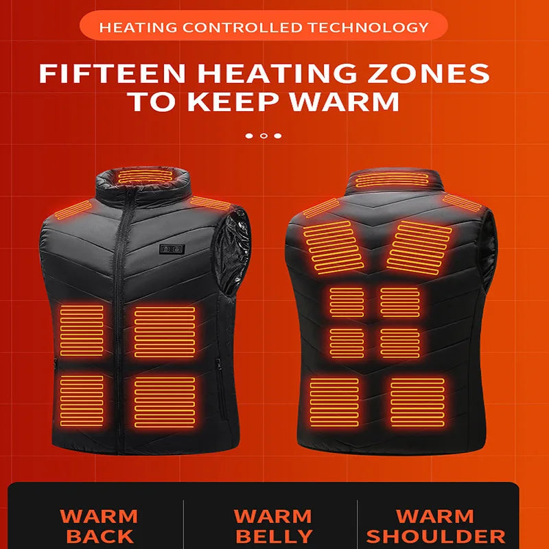 Chaleco Térmico Inteligente con 21 Zonas de Calor USB | Control de Temperatura Triple